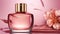 Luxury glass or crystal perfume bottle in pink theme