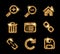 Luxury glittering shining golden web site icon collection