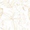 Luxury gold background. Floral pattern, many kind of Golden plant with, line arts illustration.