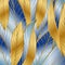 Luxury gold and bright blue background vector. Floral pattern, Golden fantasy leaf plant line arts, Vector illustration.