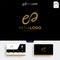 Luxury gold initial E logo template and business card