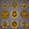 Luxury gold labels with laurel wreath