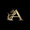 Luxury Gold Letter A Floral Leaf Logo Icon,  Classy Vintage vector design concept