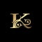 Luxury Gold Letter K Floral Leaf Logo Icon,  Classy Vintage vector design concept for emblem, wedding card invitation
