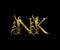 Luxury Gold N, K and NK Letter Classy Floral Logo Icon. Vintage drawn emblem for book design, weeding card, letter stamp,