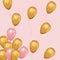 Luxury Gold and Pink balloons with confetti.