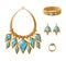 Luxury Gold Set Necklace, Earrings Ring Bracelet