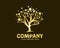 Luxury gold tree tech logo design template