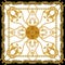 Luxury Golden Baroque. Silk Scarf with Golden Chains on White Background. Jewelry Shawl Design. Ready for Textile Prints.