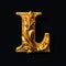 Luxury golden capital letter L with floral ornament. 3D render