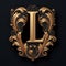 Luxury golden capital letter L in the style of Baroque