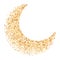 Luxury golden crescent, half moon gold glittering background