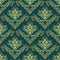 Luxury golden damask Pattern on dark green