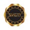 Luxury golden emblem with Quality text. Can be used for label, seal, sticker, poster, banner