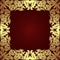 Luxury golden floral Frame on dark red.