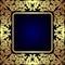 Luxury golden floral Label on dark blue.