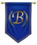 Luxury golden letter B on royal blue pennant