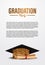 Luxury graduation party ceremony poster banner template with golden glitter graduation caps
