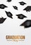 Luxury graduation party ceremony poster banner template with throwing graduation caps in to air