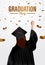 Luxury graduation party ceremony poster banner template with woman graduates and golden confetti