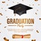 Luxury graduation party invitation card with hat and paper