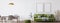 Luxury green living room design, frame mockup, panoramic