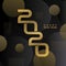 Luxury Happy new 2020 year. Modern geometric decoration gold and black colors theme. Elegant modern minimalist design with