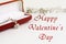 Luxury heart necklace, happy valentine`s day text, greeting car