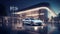 A luxury high tech car dealership backdrop car showroom wall mockup HD 1920*1080.