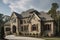 luxury home with custom exterior features, such as stone accents and window treatments