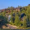 Luxury homes with sunset lighting Park City square