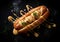 Luxury Hot Dog Dripping with Mustard Generative AI Illustration