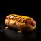 Luxury Hot Dog Dripping with Mustard Generative AI Illustration