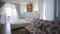 Luxury hotel bedroom with sea view, balcony with sea view, prestigious vacation.