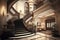 luxury hotel lobby with grand staircase and opulent chandelier