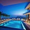 luxury hotel penthouse suite with amazing city Poolside fun for relaxing