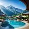 luxury hotel resort spwith amazing mountain Poolside sptreatment for a