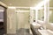 Luxury Hotel Suite Bathroom with black & white Carrara marble concept