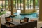 Luxury indoor outdoor swimming pool in natural light