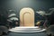 Luxury islamic ramadan podium stage product display gold tropical plant AI Generated