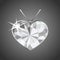 Luxury jewelry. White diamond heart pendant on dark background