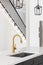 Luxury kitchen detail shot with a gold faucet.