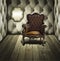 Luxury leather chair in retro room