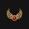 Luxury Letter R Emblem Wings logo design concept template