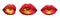 Luxury lips icon. Beauty set of red and gold lipstick kiss isolated on white background. Creative cosmetic design. Girl