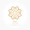 Luxury logotype in the shape of a flower for antique boutique. Gold logo, flower. Simple geometric sign. Icons, business, invitati