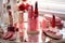 Luxury makeup products and accessories on dressing table