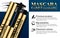 Luxury mascara ads gold package with eyelash applicator brush mascaras VIP background. Cosmetics Advertising