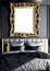 Luxury master Bedroom Portrait Frame Mockup Illustration, Poster Frame Mock up, Generative AI