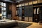 Luxury men\\\'s dressing room in loft style. Luxury and fashionable interior of modern male room with wardrobe. 3d render.